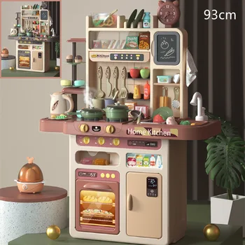 חדש 93cm להעמיד פנים לשחק צעצוע סימולציה מוסיקה Spary מטבח ילדה מים גדול מזון Cozinha Infantil בישול שולחן סט ABS כלי אוכל