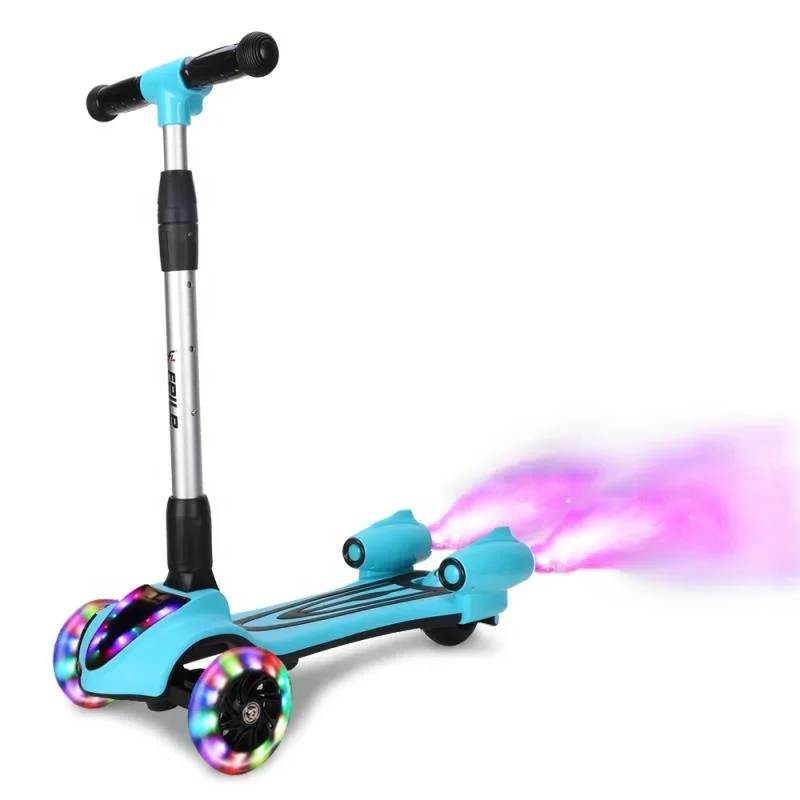 Adjustable Height 3 Flashing Wheel Kids Electric Spray Kick Scooter