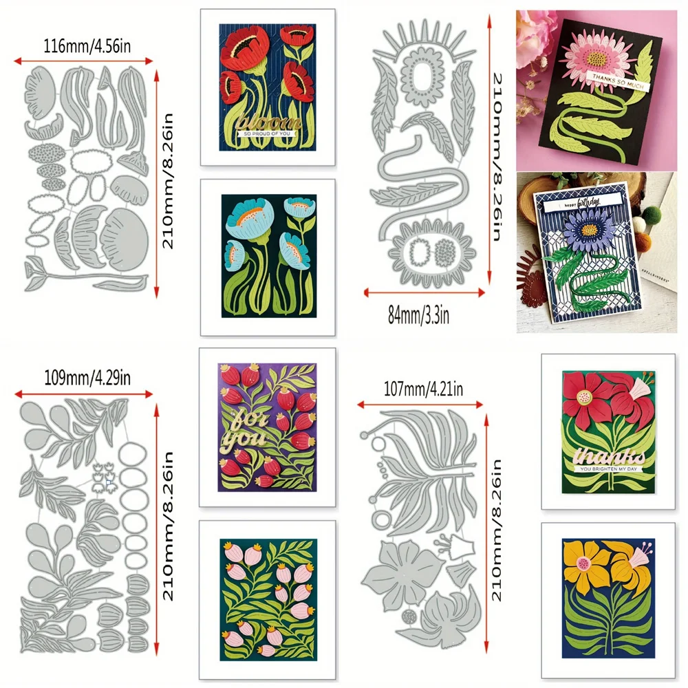 

Multiple Flowers Metal Cutting Dies for Scrapbooking Decoration, Handmade Stencils, DIY Card Making Mould Model Crafts New Style