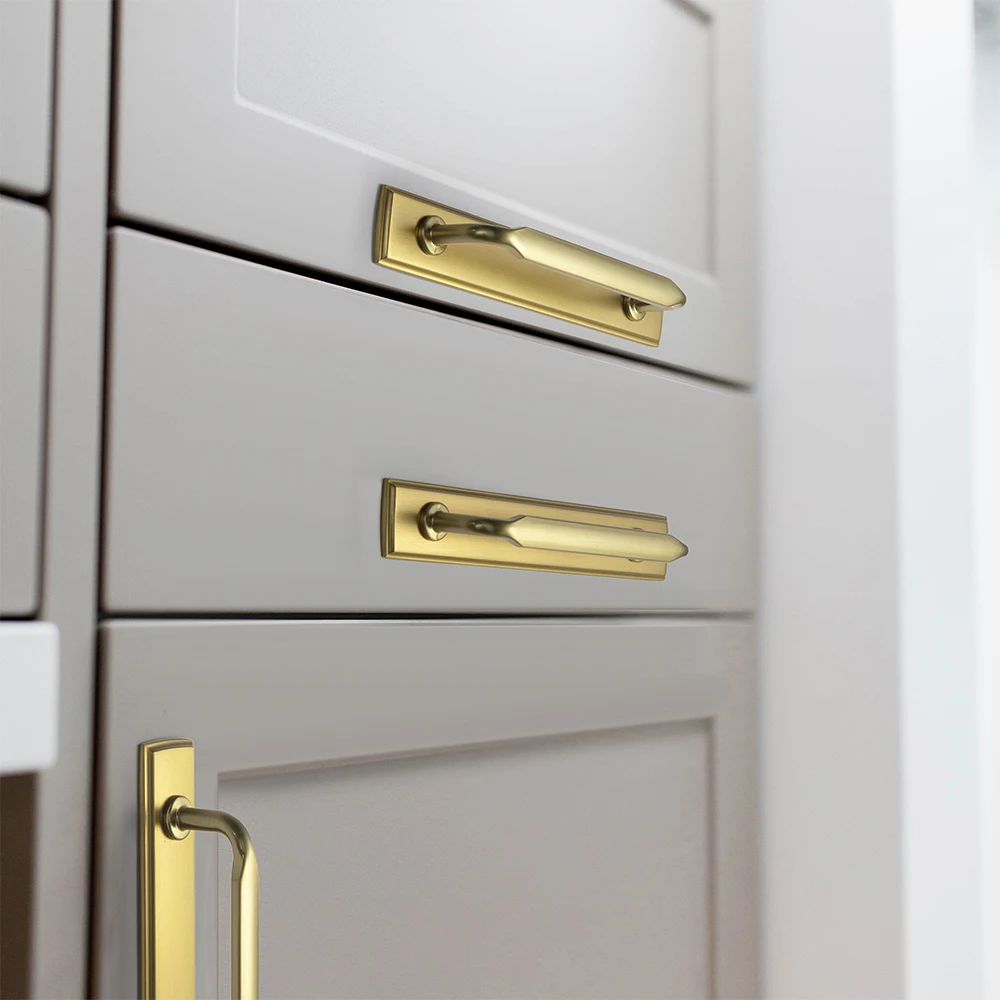 Goo-Ki-manija de gabinete de aleación de Zinc de Oro pulido con placa trasera, tiradores de cajón Vintage, armario, herrajes de cocina para el hogar Retro clásicos