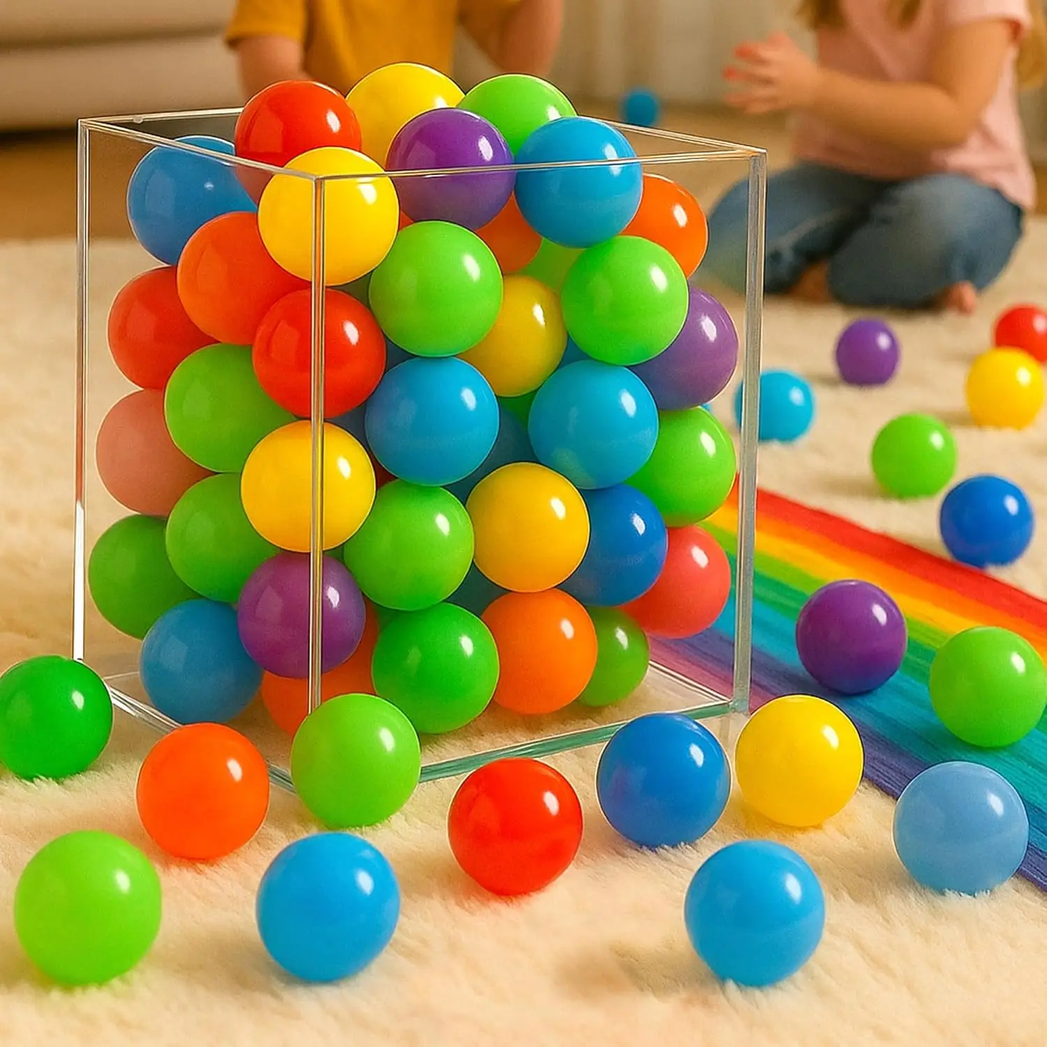 Ball Pit Balls para Crianças – Pacote de 50 (7cm) |   Bolas de cercadinho de plástico à prova de esmagamento, sem BPA e cor arco-íris |   Bolas de poço para brincar em ambientes internos