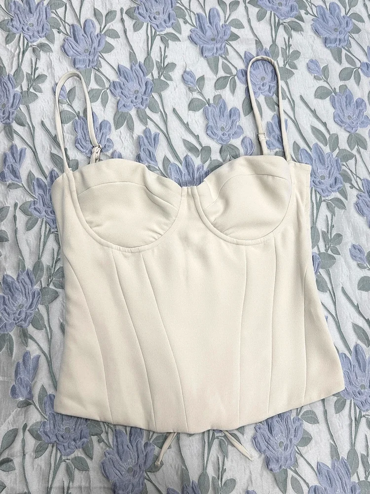 Fashionable Slim Fit Strapless Vest Top Breathable Backless Design Australian High-End Brand Women's Summer Shirt