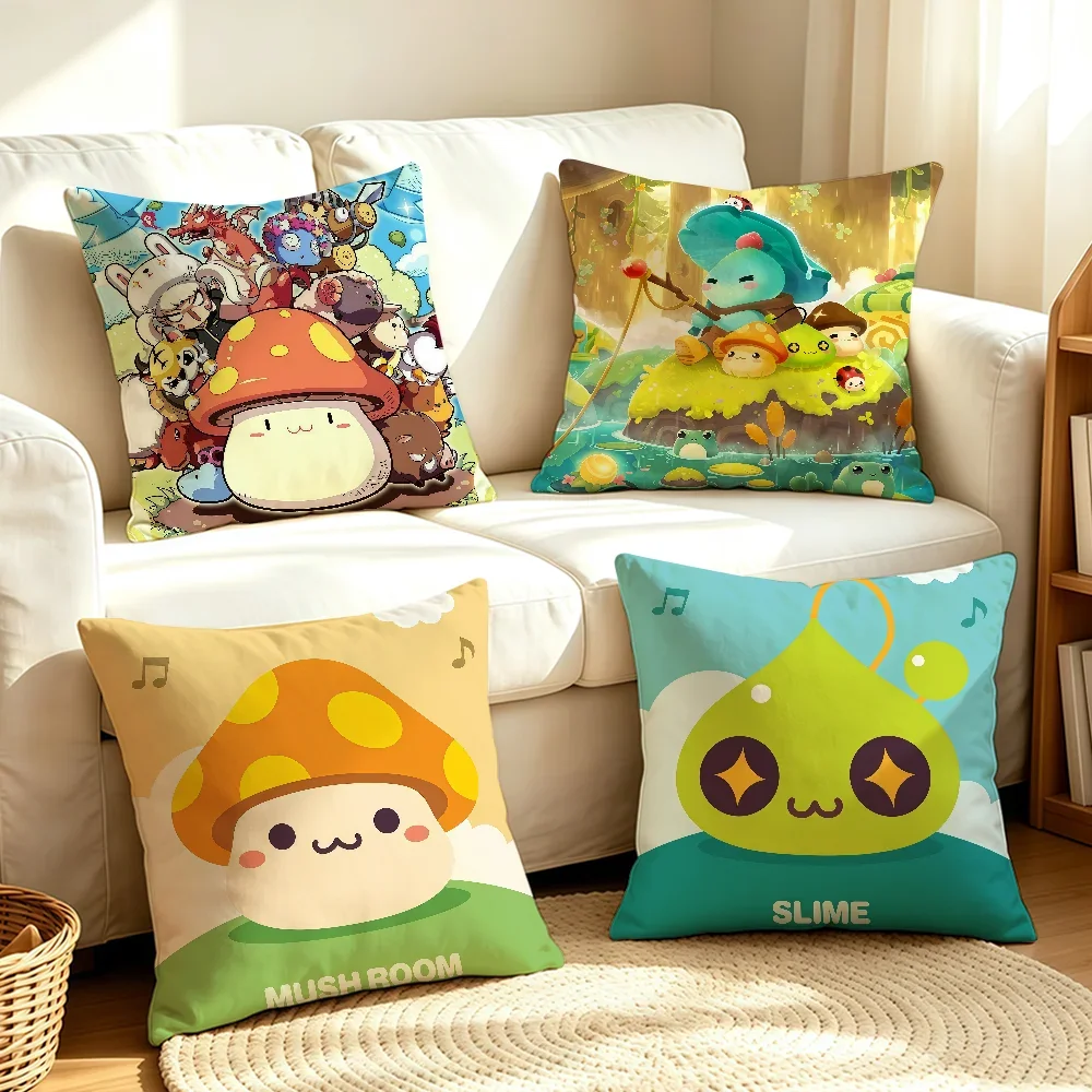 Game M-Maplestory-S Cute Mushroom cushion cover Soft Smooth Pillow Case Hidden Zipper Washable Decorative Couch Office Gift