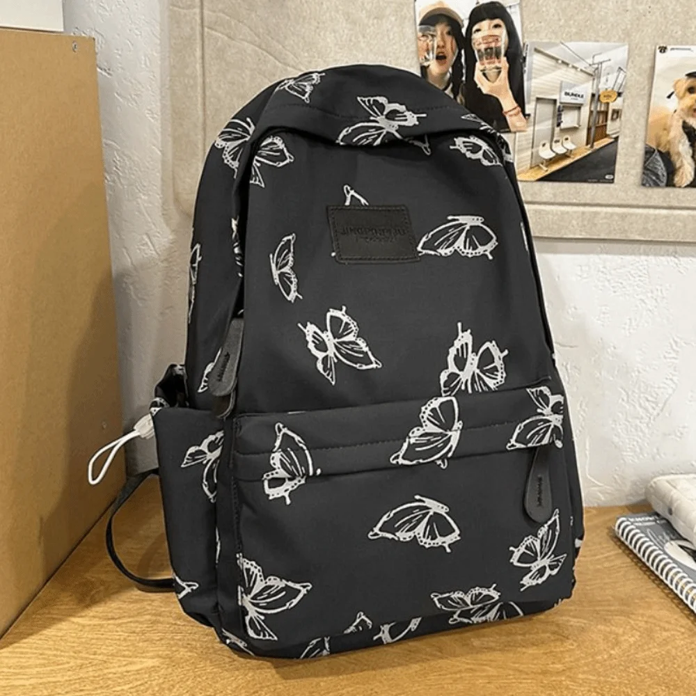 حقيبة ظهر بسيطة على شكل فراشة حقيبة يد على الطراز الكوري بسحاب حقيبة كتف بلون سادة حقيبة ظهر رياضية كاجوال للنساء