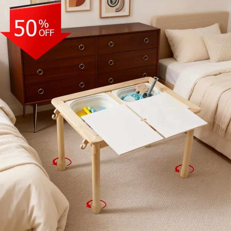 

Kids Wooden Montessori Sensory Activity Play Table Multifunctional Sand Water Block Station Convertible Childrens Desk Kids