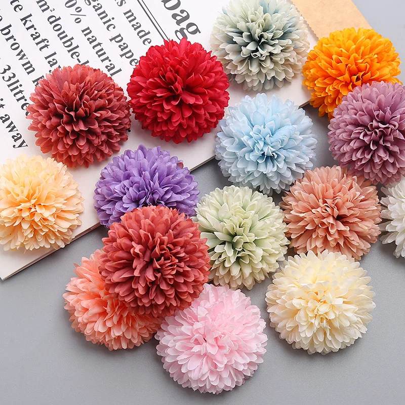 10Pcs/Lot Artificial Dandelion Flower Head Chrysanthemum Wedding Floral Arrangement Accessories Home Table Decoration Prop H4517