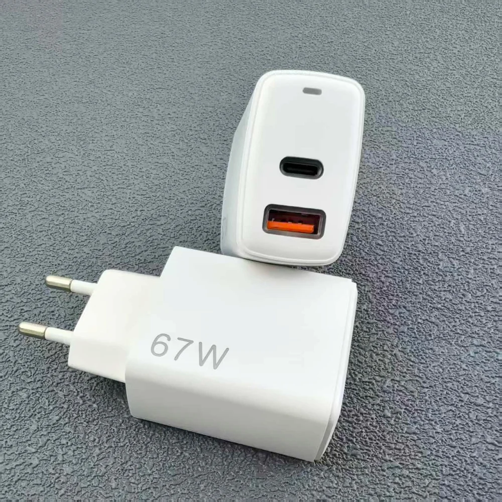 Infinix 67W Charger EU/US Fast Charge PD/QC 3.0 2 Ports Quick Charge For Infinix Hot Note 60 50 40 Pro 50i 40i &6A Type C Cable