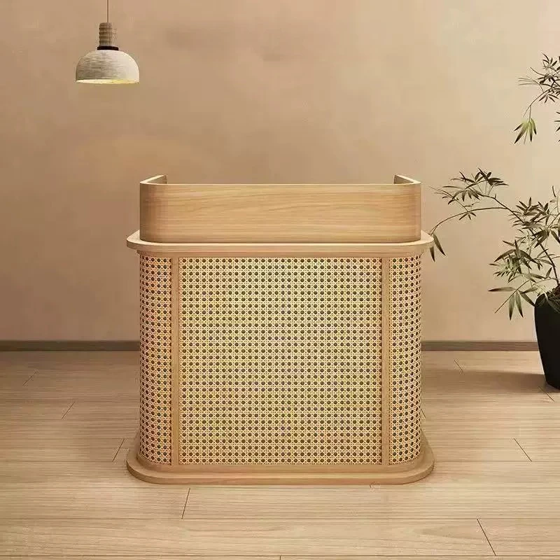 Reception deskLight luxury luxury hotel restaurant bar cash register   shop small rattan counter