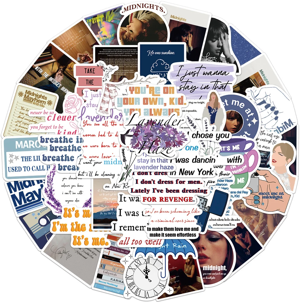 10/30/50 قطعة تايلور أليسون سويفت منتصف الليل ملصقات الشارات مقاوم للماء الكتابة على الجدران الأمتعة سكيت الغيتار المغني ملصق الاطفال اللعب #1