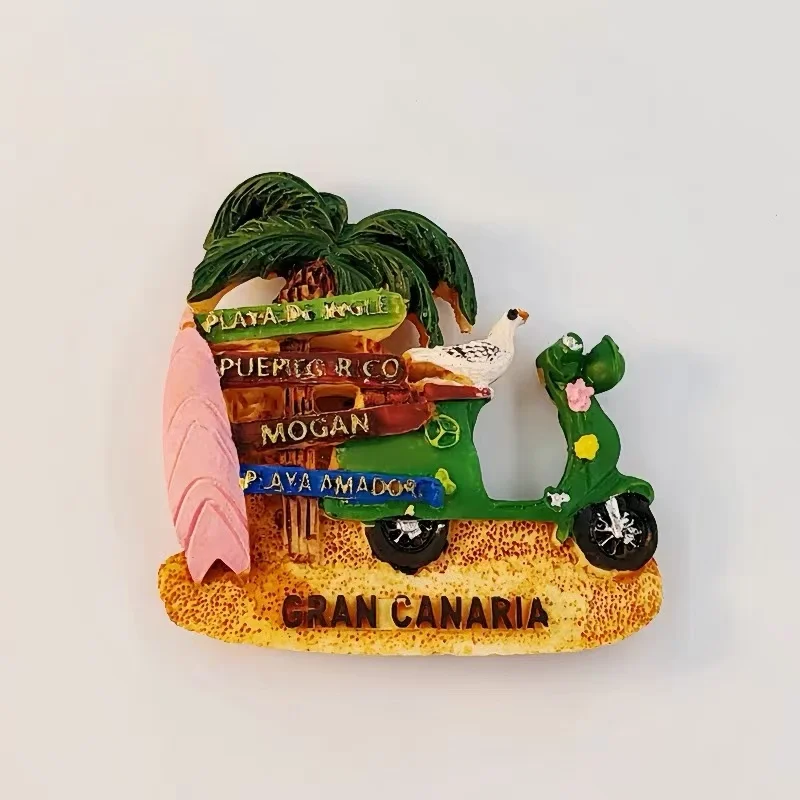 Creative painted road signs, beach tourism souvenirs on the island of Gran Canaria in Spain