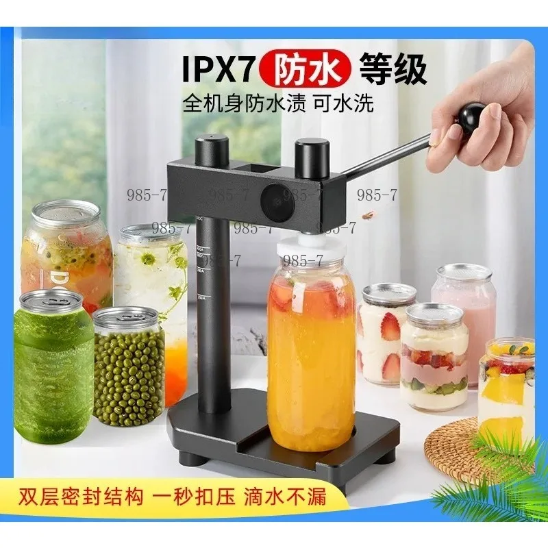 Commercial Milk Tea Can Sealer, Manual One-Time Open-Top Sealing Machine for Easy Open Lids