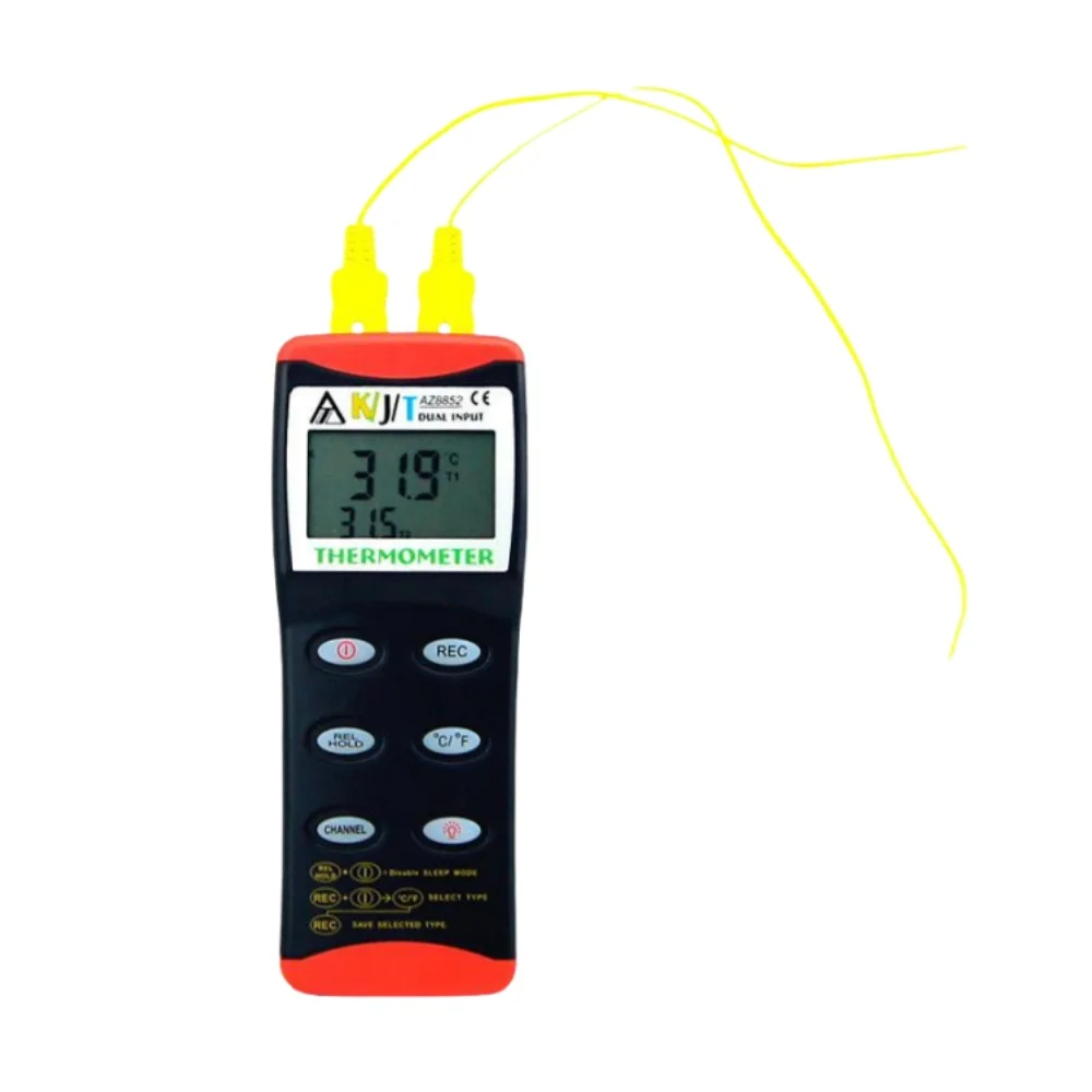 Thermomètre à thermocouple numérique multifonction, grand écran, double canal, type K J T, enregistreur de température, haute précision, AZ8852