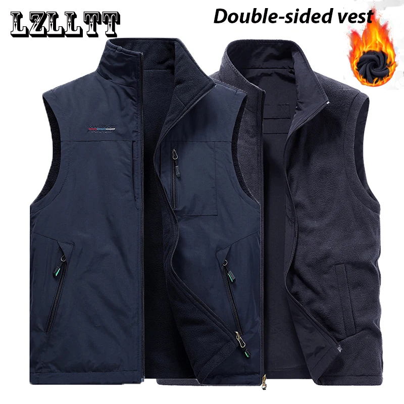 

6XL Men Winter Brand Mutil Pockets Waistcoat Vest Men Casual Autumn Vests Outfits Fish Fashion Sleeveless Jacket Vest Men LZLLTT