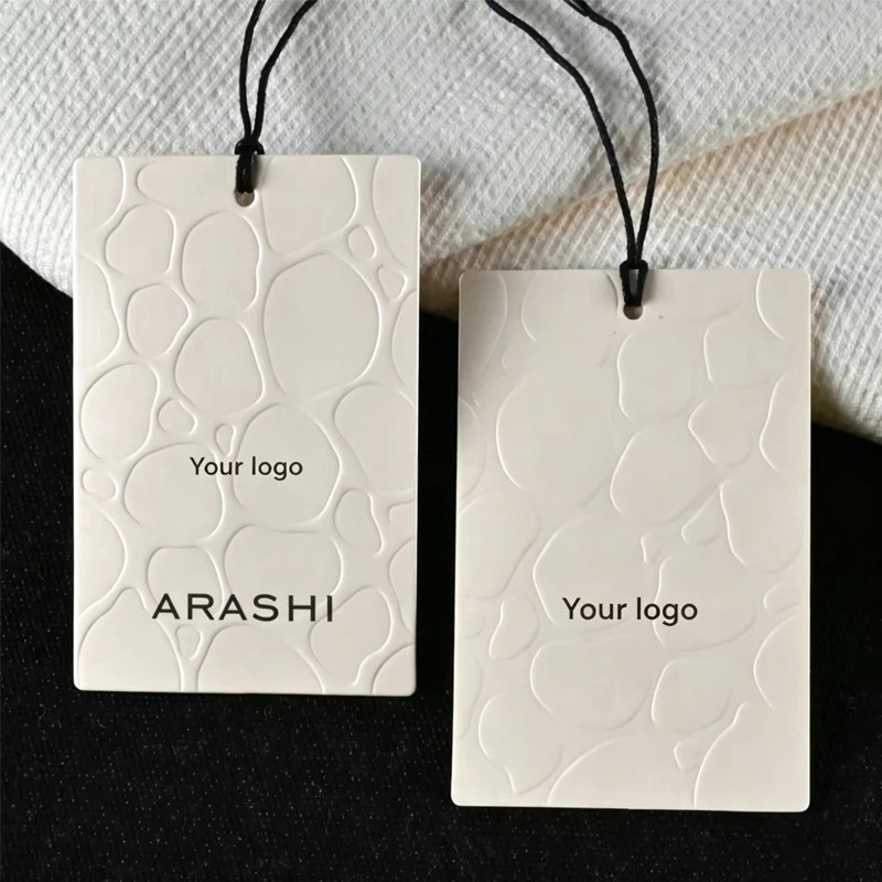 Custom Eco-friendly Luxury Embossed Logo Paper Tag Set, Special Texture Custom Personalized Labels for Garment, Bags, Shoes