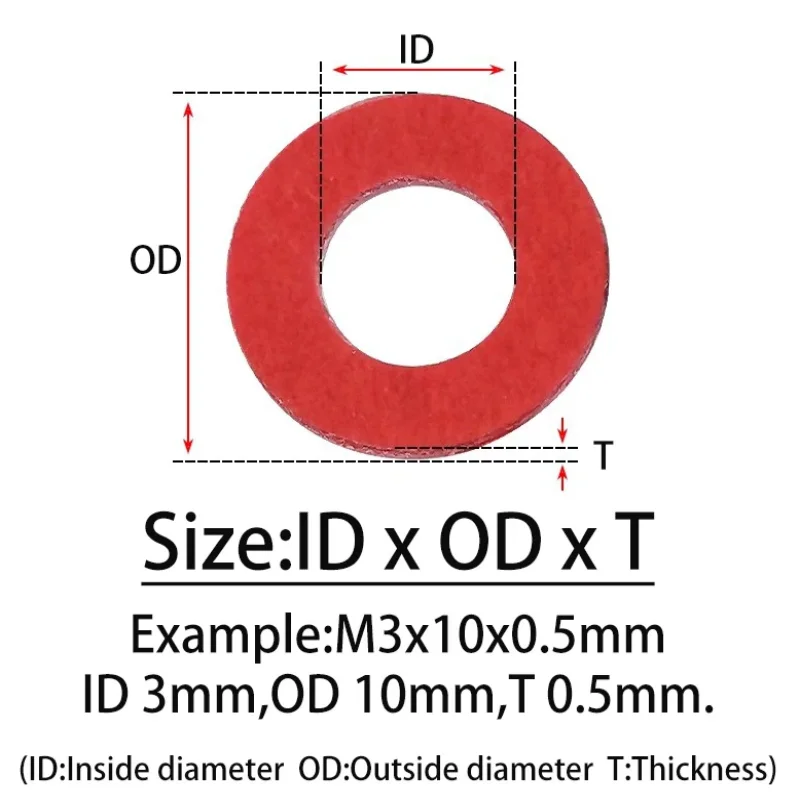 Red Steel Paper Fiber Insulating Flat Washer M2 M2.5 M4 M5 M6 M8 Insulation Plain Gasket Ring Meson Spacer