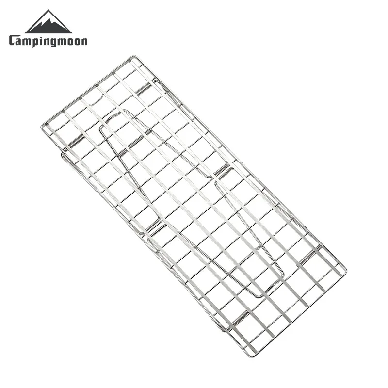 

CAMPINGMOON T-225A Camping Stainless Steel Narrow Light Mesh Table Mountain Picnic Storage Rack Portable Camping Folding Table