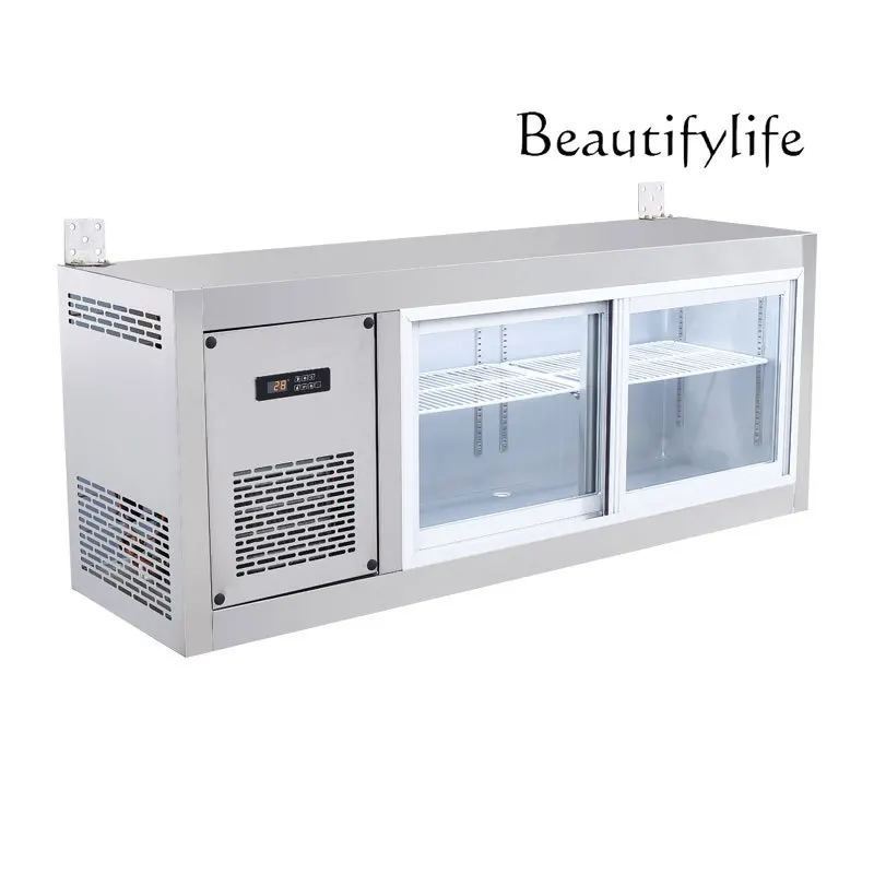 Wall-Mounted Refrigerated Cabinet with Glass Door Workbench Fresh-Keeping Refrigerator Display Cabinet Commercial Wall Cupboard