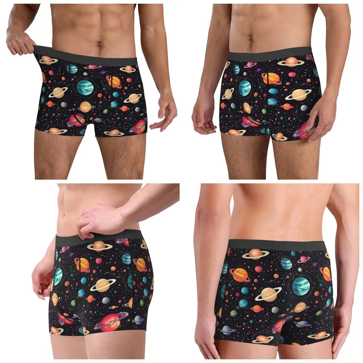 Boxer Underpants Shorts Solar System Space Planets Universe Panties Men's Soft Underwear for Homme Man Boyfriend Gift