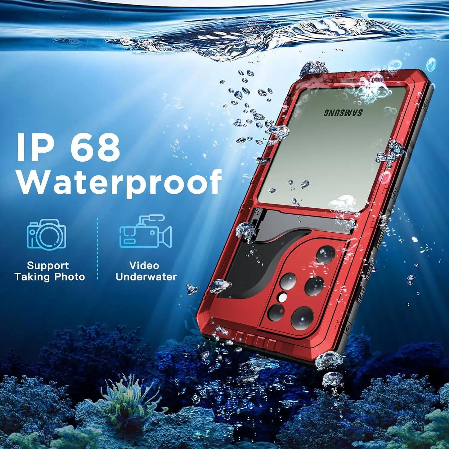 IP68 Heavy Duty Aluminum Metal Waterproof Case For Samsung S23 Ultra S22 Plus Shockproof Cover Screen Lens Protector Kickstand