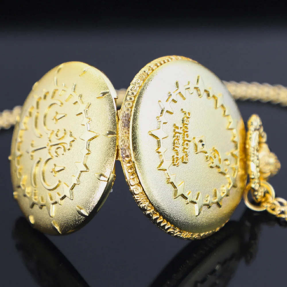 luxury golden Quartz Pocket Watch Pendant Necklace Fob Chain Watch Men Women Children Jewelry Accessories christmas Gifts