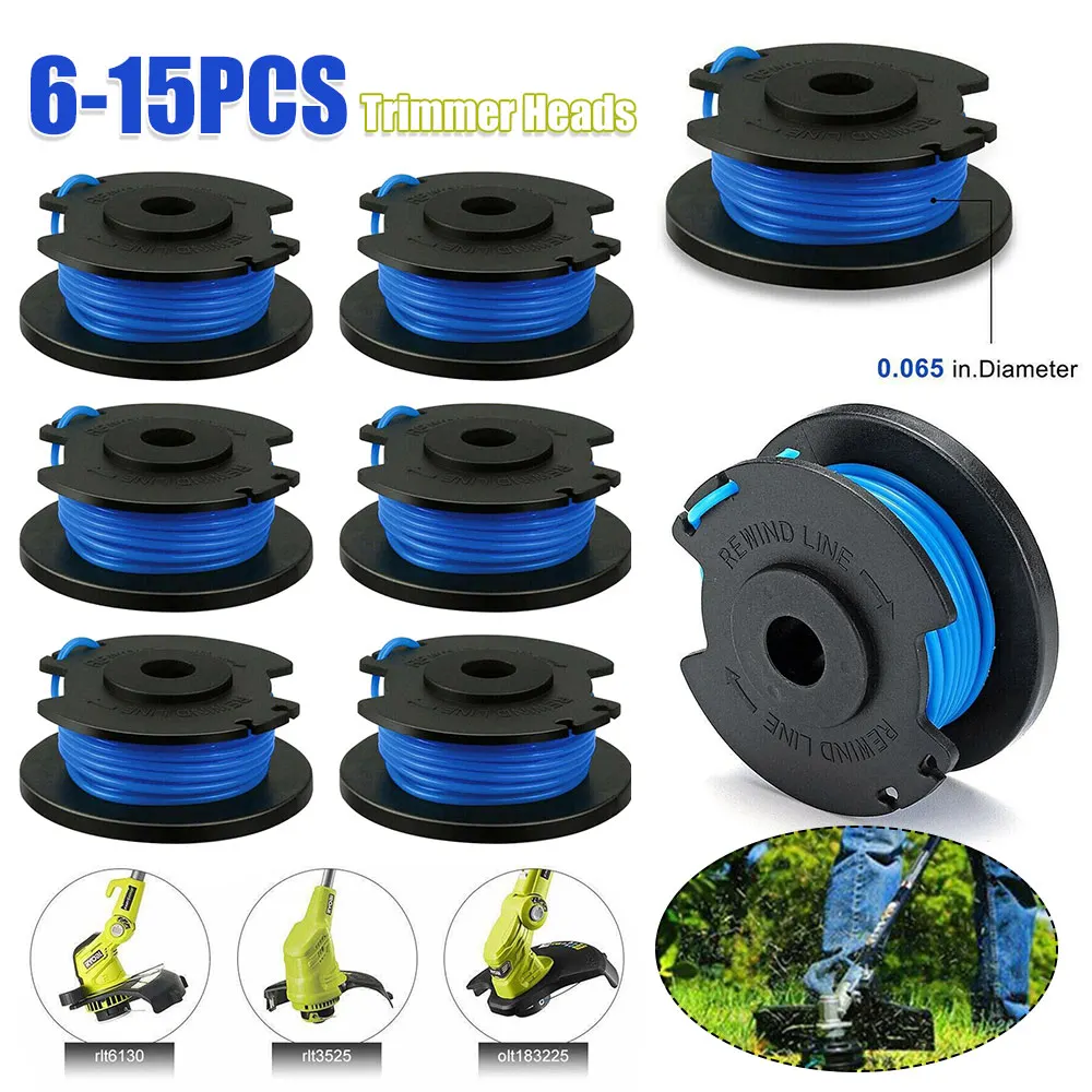 

6-15 шт. сменная катушка триммера для Ryobi One Plus AC14RL3A 18 В 24 В 40 В 11 футов с автоматической подачей, беспроводная катушка для поедания сорняков