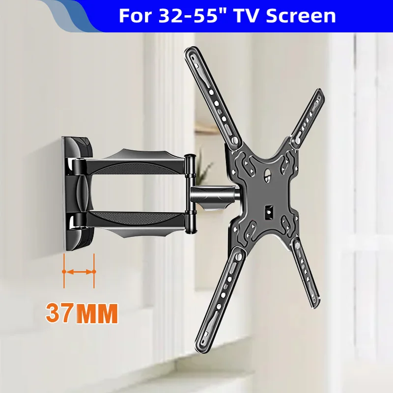 TV Wall Mount for Most 32-50 Inch TVs, Tilt Full Motion TV Mount with Single Stud Perfect Center Design Holds up to 44 Lbs