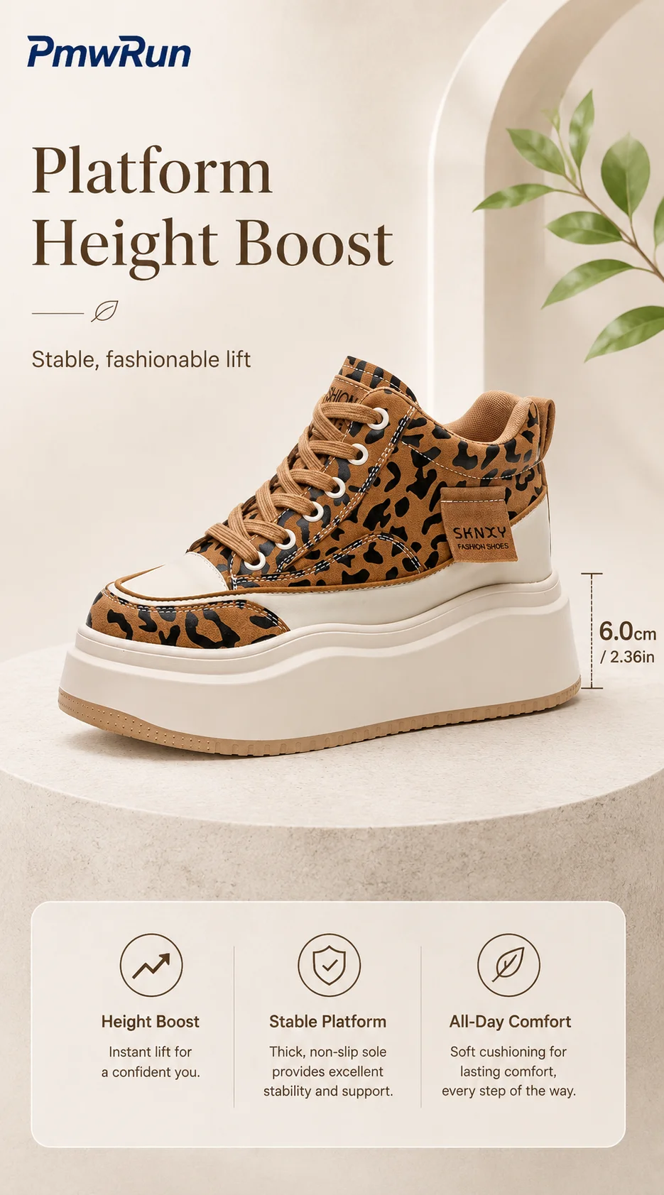 Trendige Mode-Leopardenstiefel für Damen PU-Leder Wasserdichte Herbststiefel für Frauen Höhenerhöhende Streetwear Damenstiefel – Detail 10