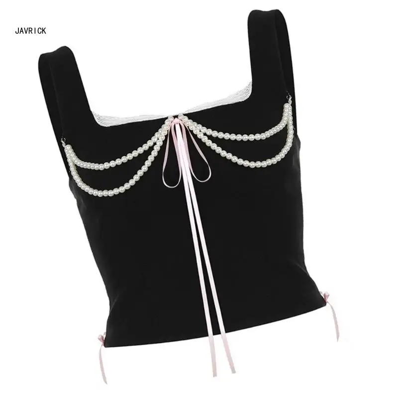 Back Tie Up Corset Tanks Top for Women Sleeveless Body Shaper Laceup Tied Waist Trainer Girdle Lady Sexy Bowknot Bustier D0LC