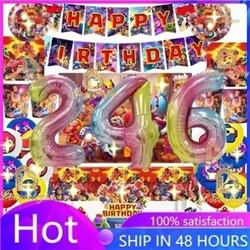 Game Theme Birthday Party Decorations Disposable Tableware Kids Event Supplies Latex Aluminum Foil Balloons for Kids Girls Boys