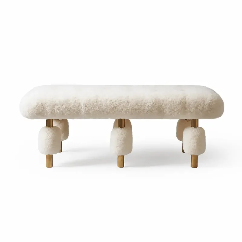 Nordic Fabric Bench for Entryway Cloakroom Shoe Changing Stool Bedroom Cream Style Bed End Sofa Bench