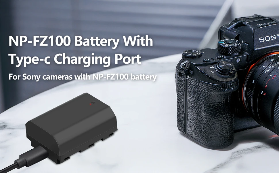 Oyomba NP-FZ100 Ersatzakku mit 5 V 2 A Typ-C-Eingang für Sony A7III Alpha A7R III A7R IV A7M4 A7M3 A9 A9R FX30 A6600 A7S3 – Detail 1