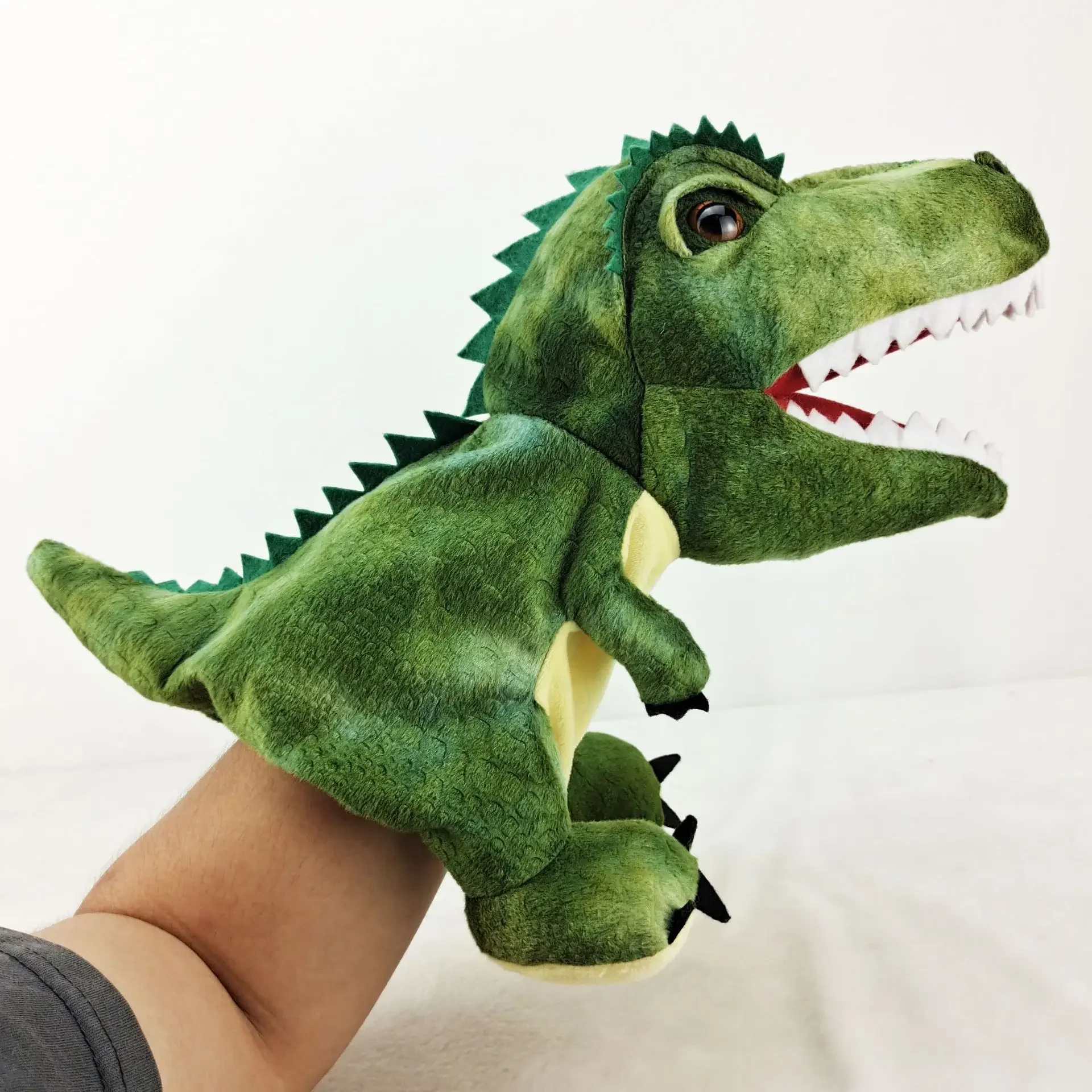 New 11 style Dinosaur Hand Puppet Plush toys Kindergarten performance Hand control glovesTriceratops Tyrannosaurus Dilophosaurus