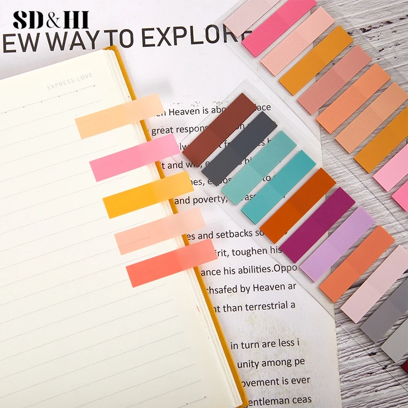 1set Transparent Fluorescent Index Tabs PET Sticky Note For Page Marker Planner Stickers Office School Students Supplies