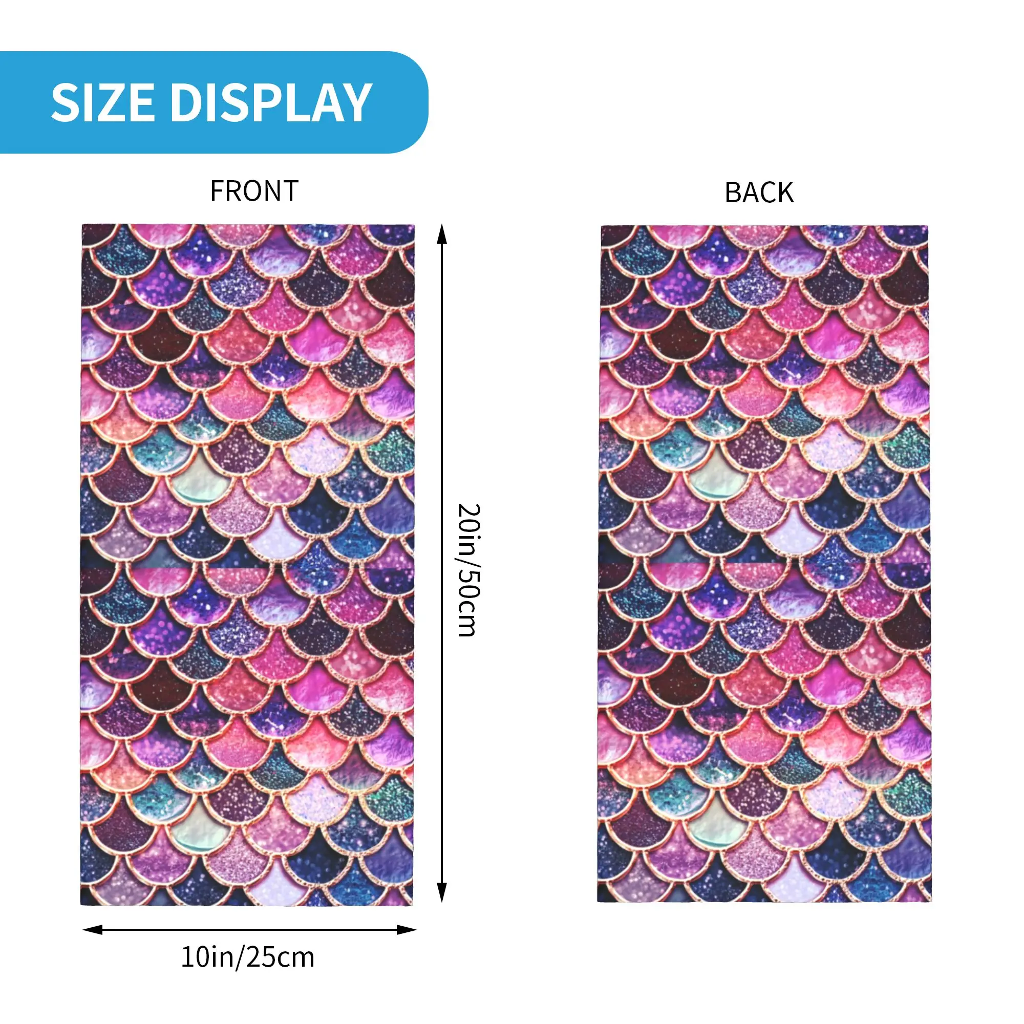 Custom Pink Sparkle Faux Glitter Mermaid Scales Bandana Neck Gaiter for Ski Cycling Men Women Wrap Scarf  Headband Warmer