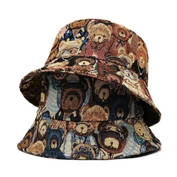 Spring/Summer Fashion Outdoor Sun-proof Basin Cap For Women Bear Print Bucket Hat Unisex Fisherman Hat Men’s Leisure Hat