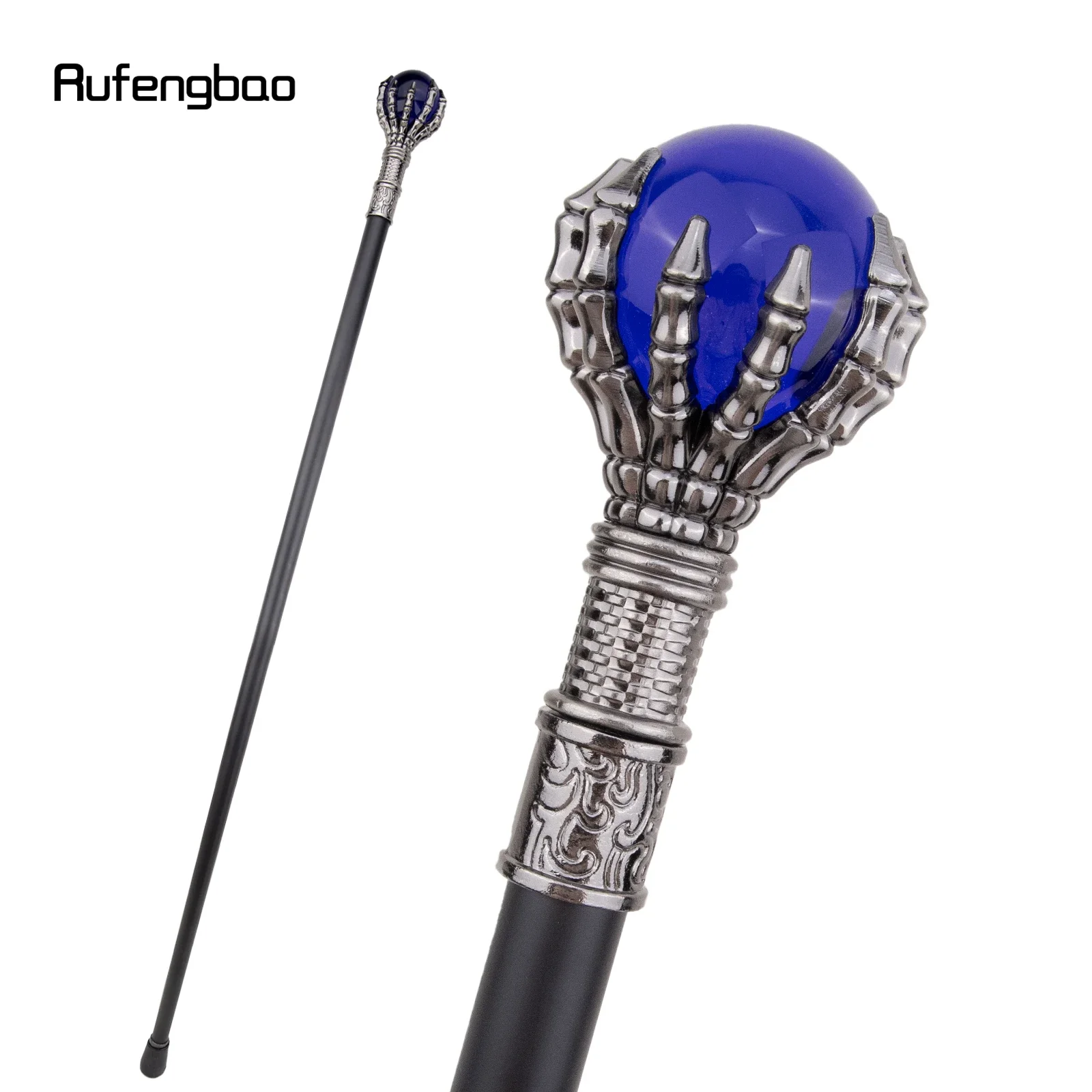 

Blue Glass Ball Single Joint Fashion Walking Stick Decorative Vampire Cospaly Party Walking Cane Halloween Crosier 93cm