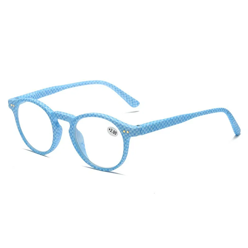 Korean Style Round Frame Plaid Pattern Reading Glasses for Men and Women, Middle-Aged and Elderly People