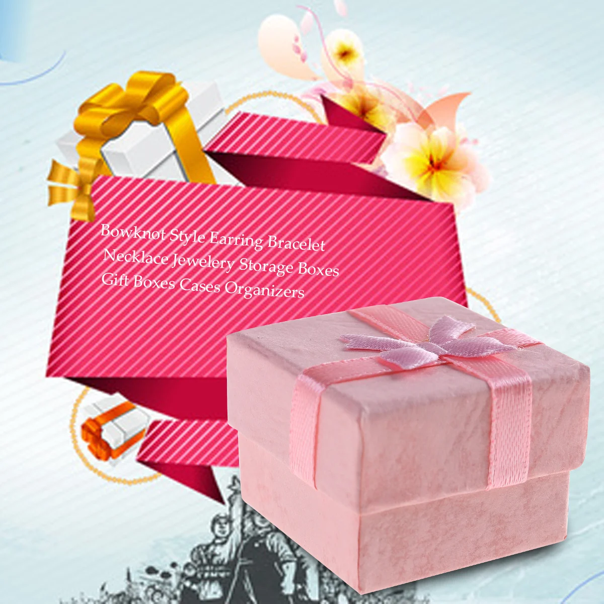 

24Pcs Jewelry Storage Organizer Pink Bowknot Ribbon 4x4x3cm Gift Boxes for Earrings Bracelets Necklaces Rings Jewelry Gift Box