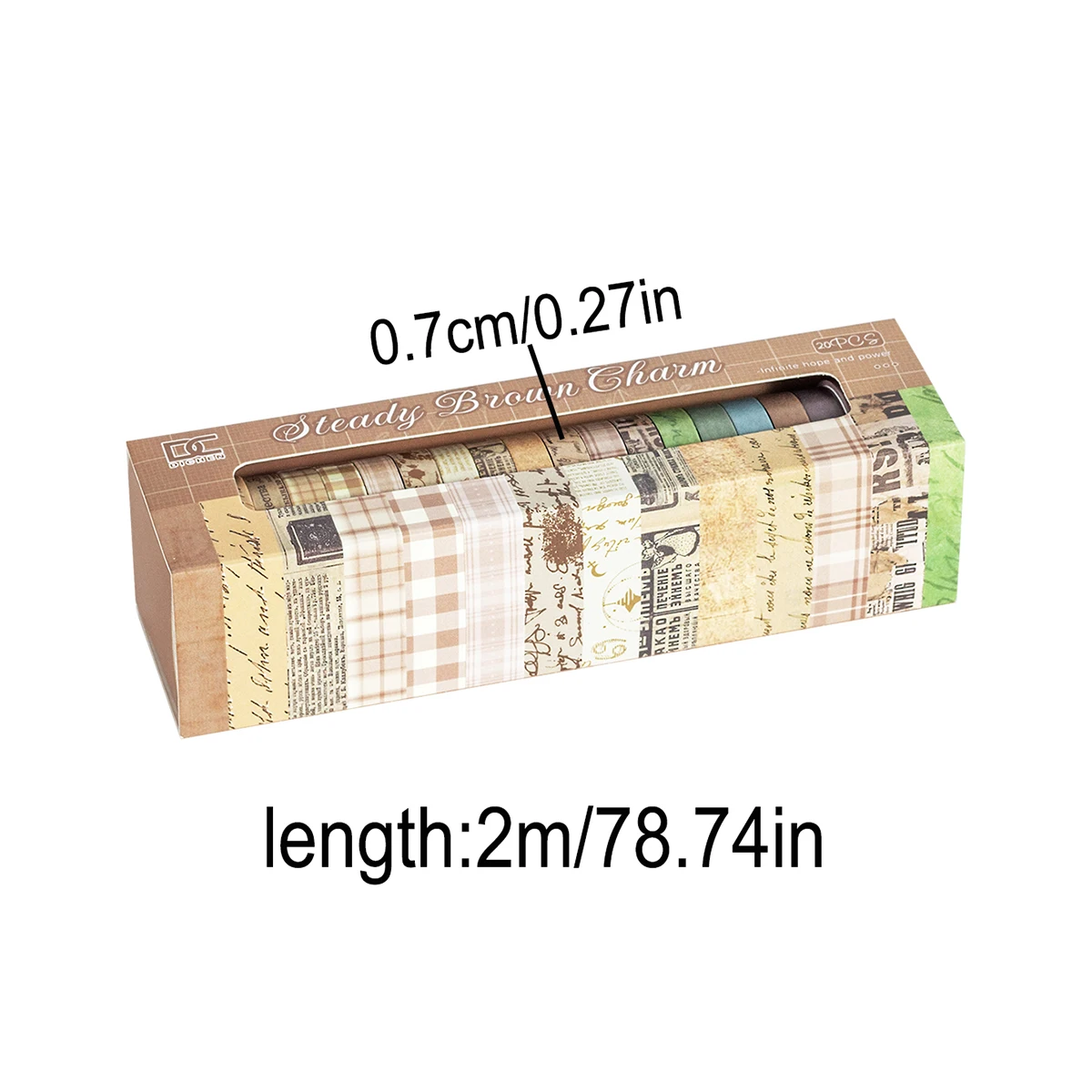 ヴィンテージストライプテープ20ロールセット、DIYフォトフレーム、日記、ギフトボックス包装、絶妙な装飾アイテムに最適