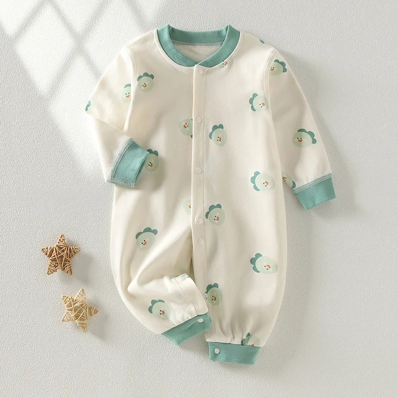 2026 Newborn Baby Romper Spring Autumn 0-24M Girl Boy Cotton Onesie Infant Cartoon Print Soft Breathable Sleepwear Kids Clothing