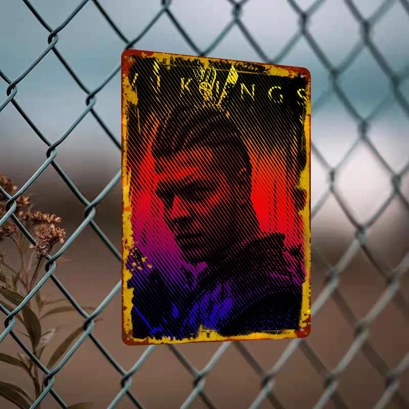 Viking Warrior Metal Wall Art Nordic Mythology Decorative Painting Retro Style Home Decoration for Living Room Bedroom