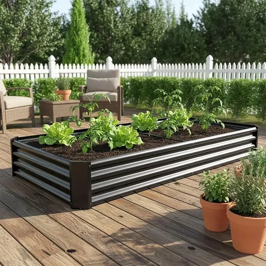 

Оцинкованный комплект для приподнятой грядки, 6 x 3 x 1 фут, из оцинкованной стали, для выращивания овощей на открытом воздухе, с открытым основанием