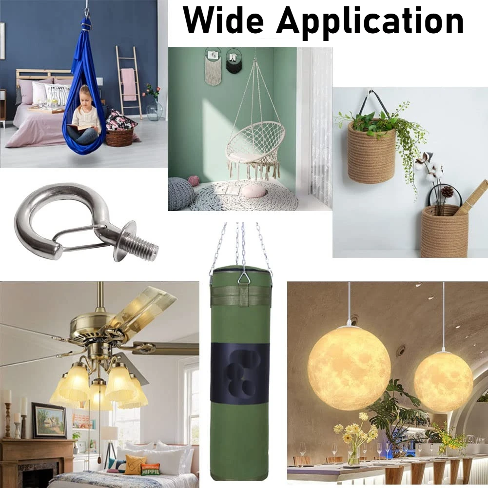 10 Stück Edelstahl M8/M10/M12 Hängehaken Langlebige Ringschraube für Racks Hängematte Markise Kette Korb Sandsack Schnalle Haken