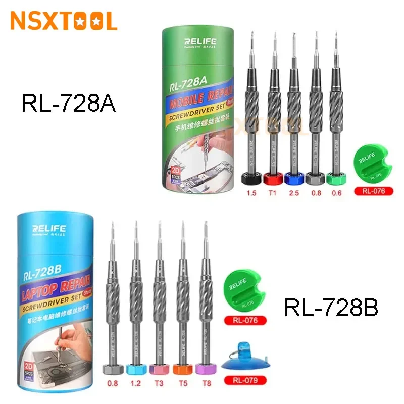 RELIFE RL-728A RL-728B Screwdriver Set for Mobile Phone and Laptop Repair Strong Magnetic Disassembly Sturdy Bolt Driver Tools