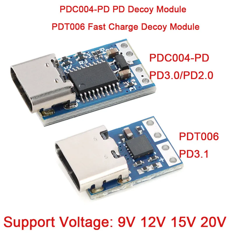 1-10Pcs PDC004 PD Decoy Module PD 9V 12V 15V 20V DC Fixed Voltage Power Trigger Module PDT006 Type-C Female Input for Notebook