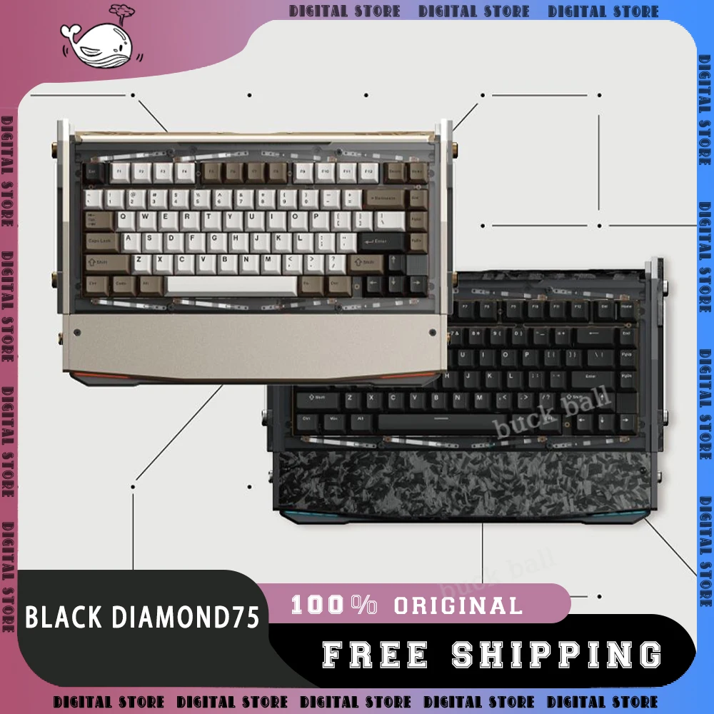 

Angrymiao Dry Studio Black Diamond75 Mechanical Keyboard 3 Mode USB/2.4G/Bluetooth Wireless Keyboard Customized Gaming Keyboard