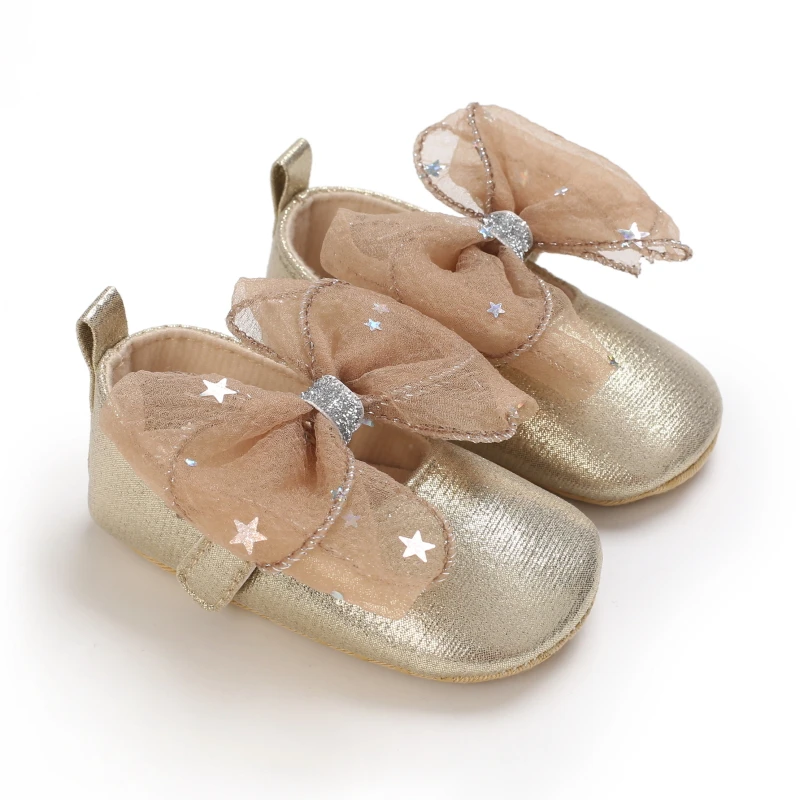 Cute and sweet spring and summer butterfly bow princess shoes for baby girls, comfortable soft soled walking shoes for beginners