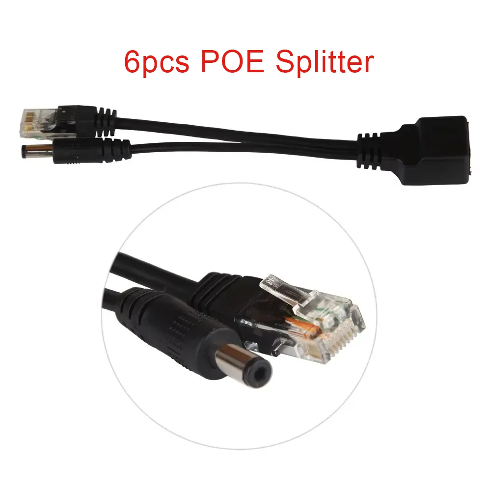 12개(6쌍) POE 어댑터 케이블 RJ45 POE 인젝터 + POE 스플리터 키트 이더넷을 통한 전원 공급 POE 카메라 어댑터 5V 12V 24V 48V
