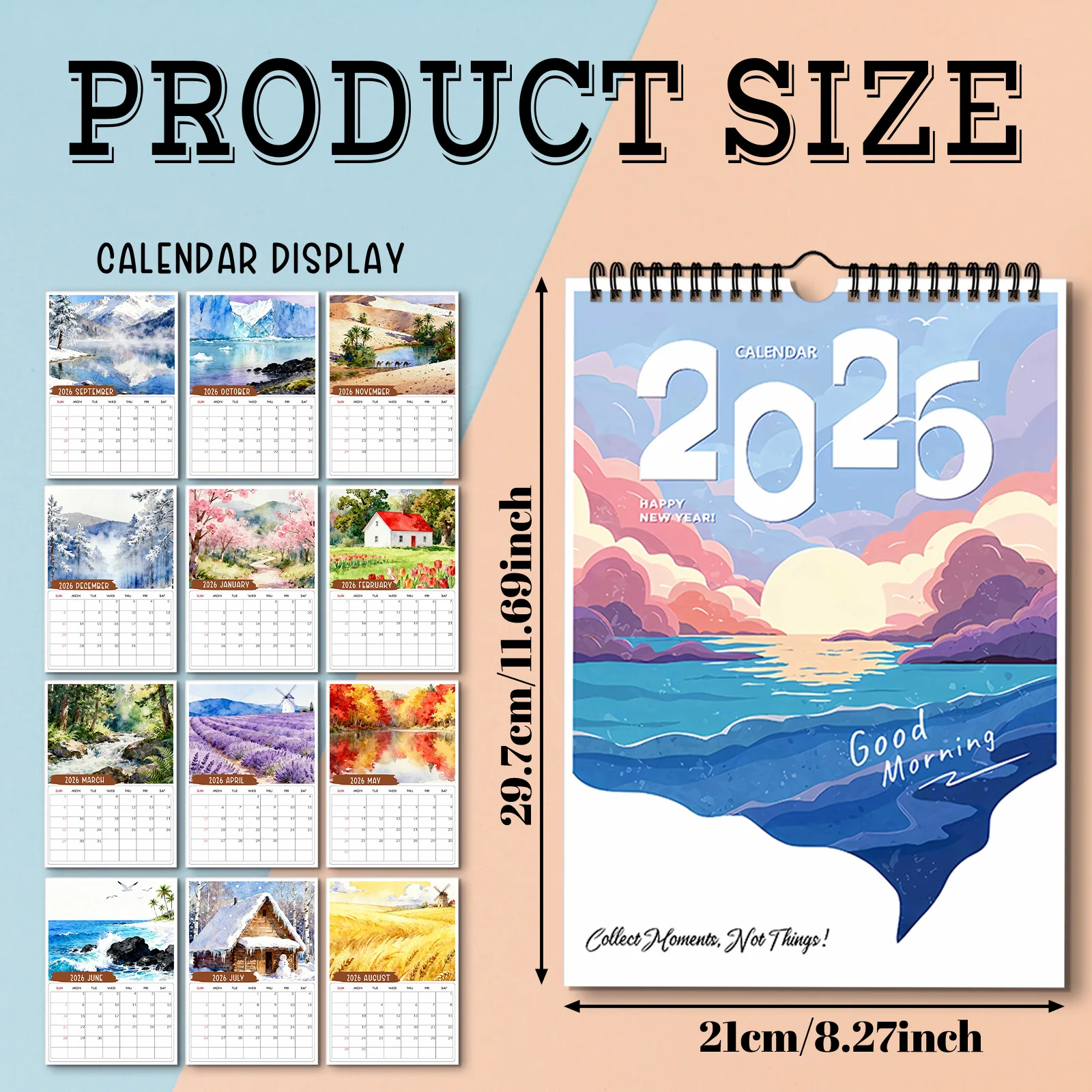 1 قطعة 2026 تقويم جداري فني للمناظر الطبيعية، مشهد لقاذف التنفس-عشاق الطبيعة ومحبي الفن، مثالي لديكور المنزل #4