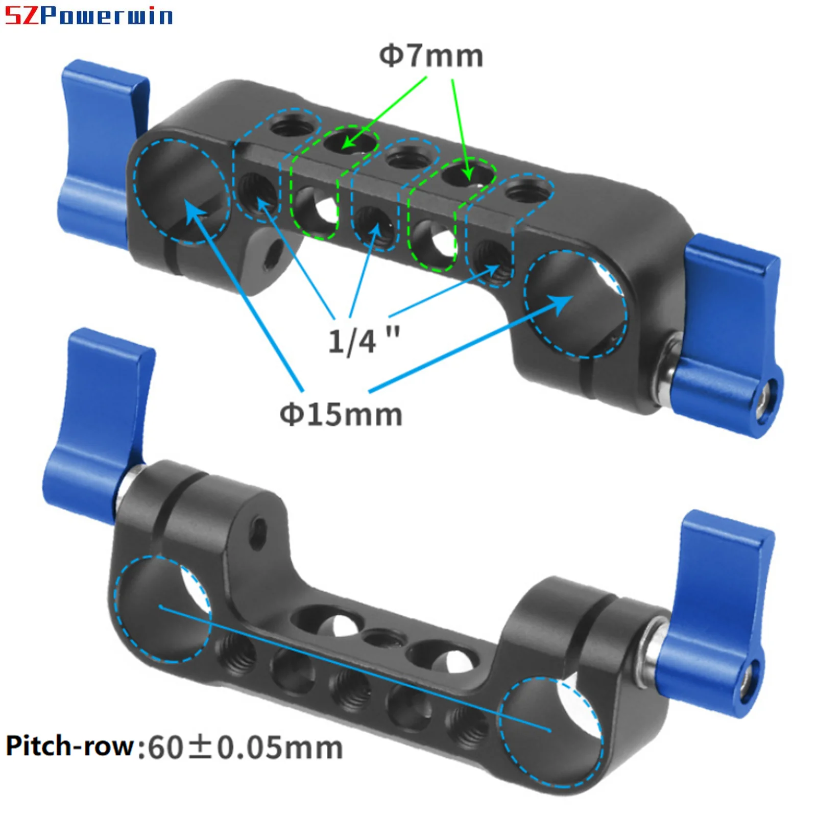 Adaptador de montagem de braçadeira de haste dupla, trilho de 15mm, acessórios de expansão para câmera dslr, gaiola, placa de base, suporte, kit de sistema de fotografia